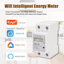 مرحلة واحدة Din Rail Wifi ذكي عداد الطاقة استهلاك الطاقة كيلووات ساعة متر Wattmeter دعم Smartlife / Tuya App يعمل مع Alexa و Google Home