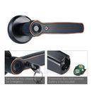 Intelligent Fingerprint Lock Set Keyless Door Lever Electronic Biometric Anti-Theft Hardware Door Locks with Deadbolt for Home Office Apartment School Wooden or Iron Doors Black Bronze