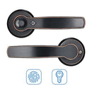 Intelligent Fingerprint Lock Set Keyless Door Lever Electronic Biometric Anti-Theft Hardware Door Locks with Deadbolt for Home Office Apartment School Wooden or Iron Doors Black Bronze