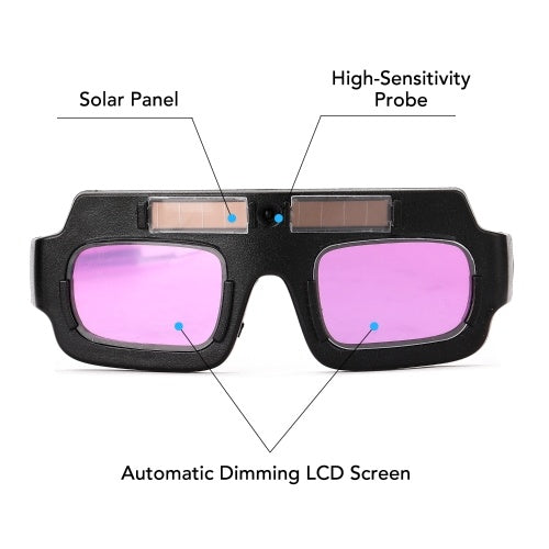 Solar Energy Auto Darkening Welding Safety Goggles Anti UV Weld Professional Glasses