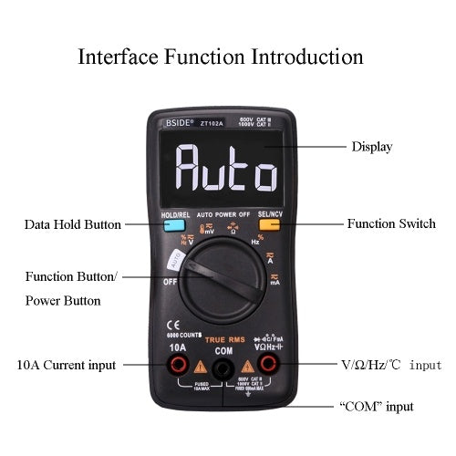 BSIDE 6000 Counts Digital Multimeter AC/DC Voltage Current  Portable Handheld Ammeter