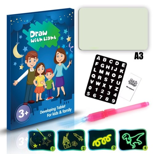 A3 3D Luminous Drawing Board Pad Writing Painting Board Draw with Light Fun and Developing Toy for Kids Gift