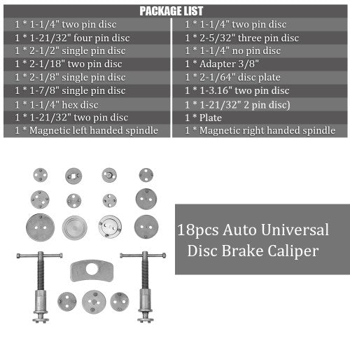 18pcs Auto Universal Disc Brake Caliper Car Wind Back Pad Piston