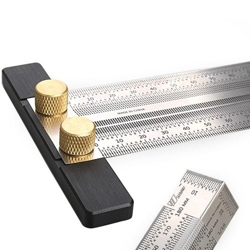 High-precision Scale Ruler T-type Hole Ruler Stainless Woodworking Scribing Mark Line Gauge Carpenter Measuring Tool