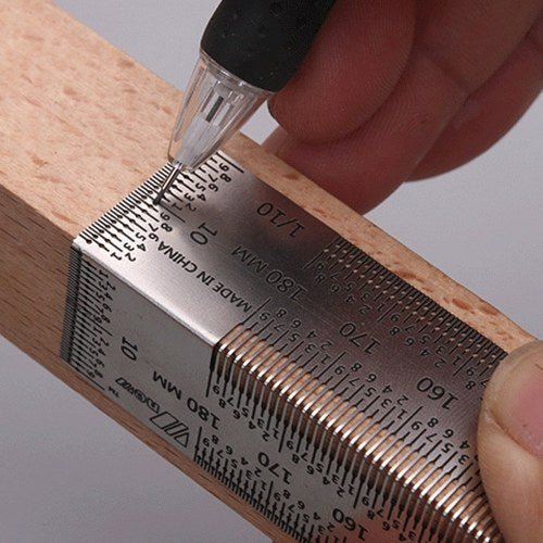 High-precision Scale Ruler T-type Hole Ruler Stainless Woodworking Scribing Mark Line Gauge Carpenter Measuring Tool