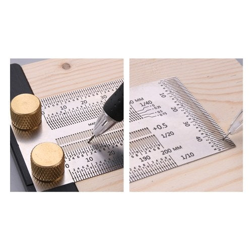 High-precision Scale Ruler T-type Hole Ruler Stainless Woodworking Scribing Mark Line Gauge Carpenter Measuring Tool