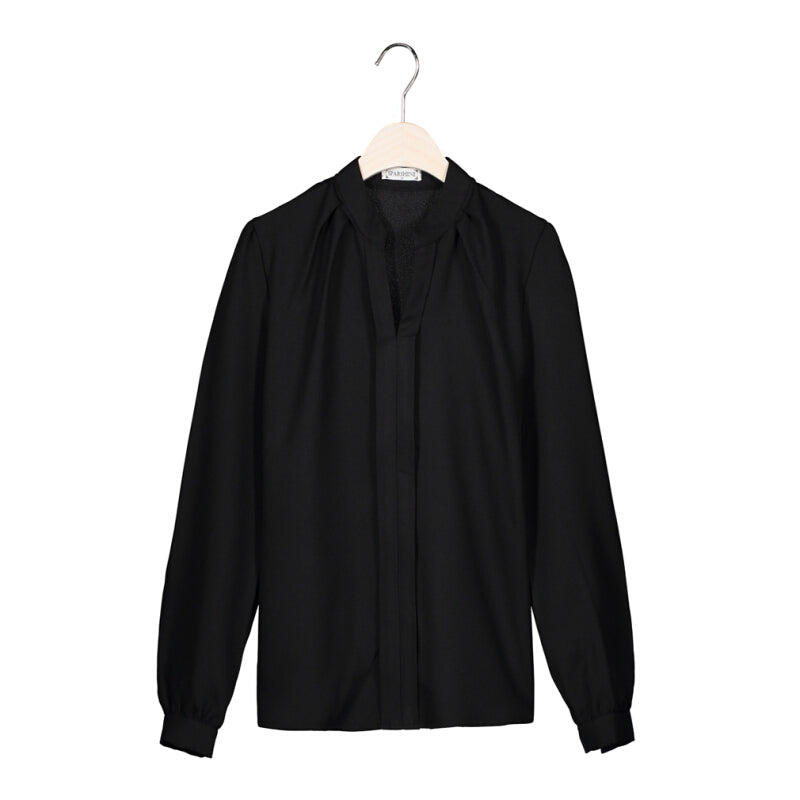 Elegant Office Long Sleeve Slim Blouse - Black