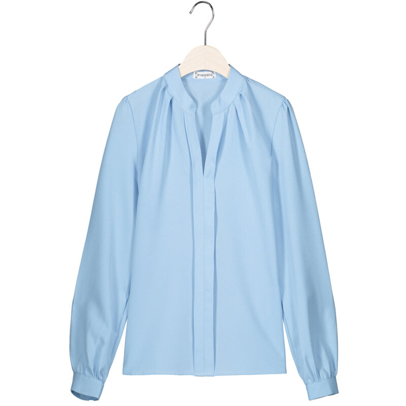 Elegant Office Long Sleeve Slim Blouse - Sky Blue