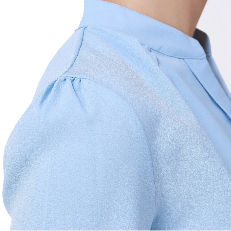 Elegant Office Long Sleeve Slim Blouse - Sky Blue