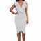 Elegant Sleeveless V Neck Slim Dress - White