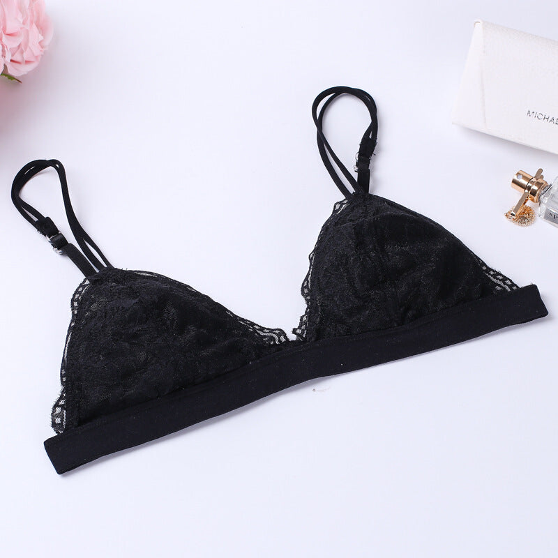 Europe and America Ultrathin Sexy Lace Bra - Black