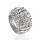 Fan Shaped Premium Full Crystal Ring - Silver