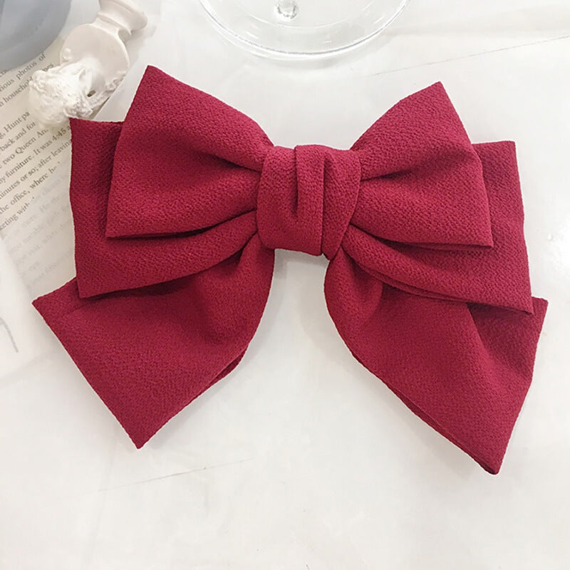 Fashion Bow Knot Chiffon Hair Grips - Wine Red