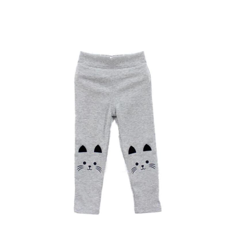 Fashion Cute Cat Leggings - Light Gray