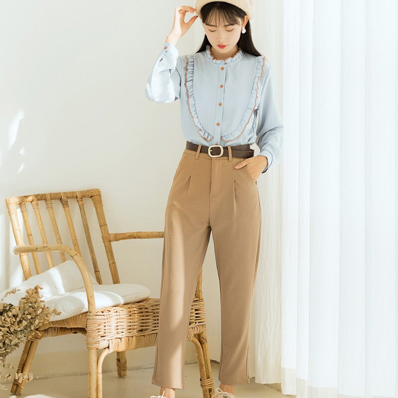 Fashion Female Pipe Trunks Loose Trousers - Auburn