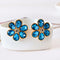 Fashion Jewelry Flower Earrings - Gold Blue