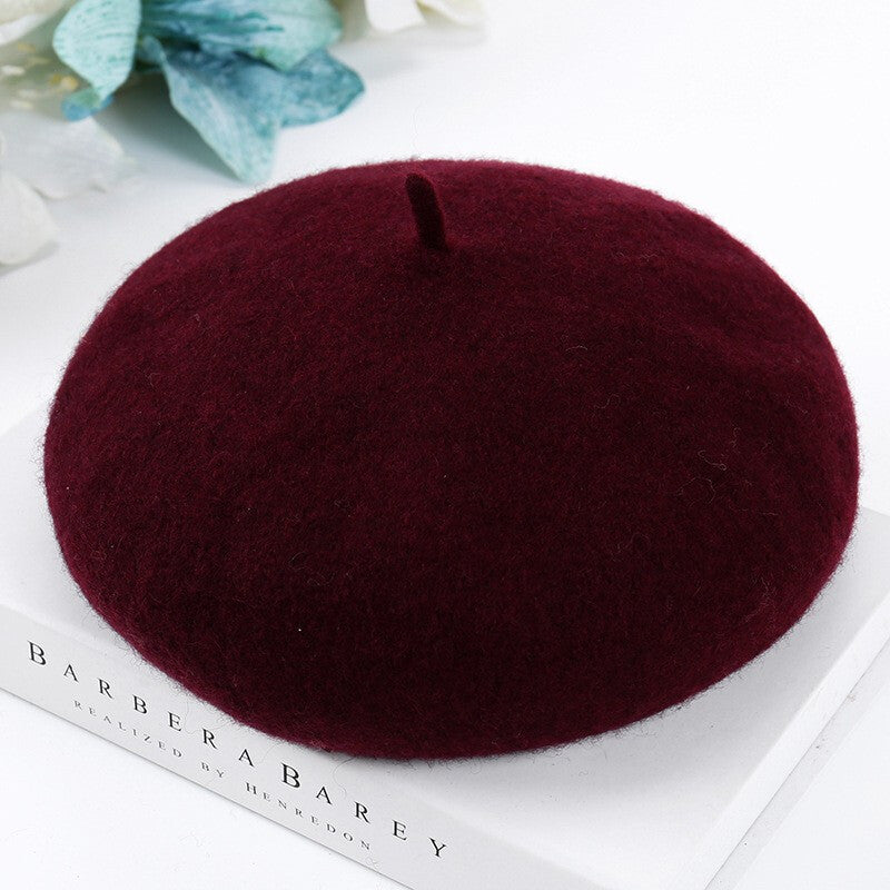 Fashion Korean Style Pumpkin Bud Cap - Wine Red