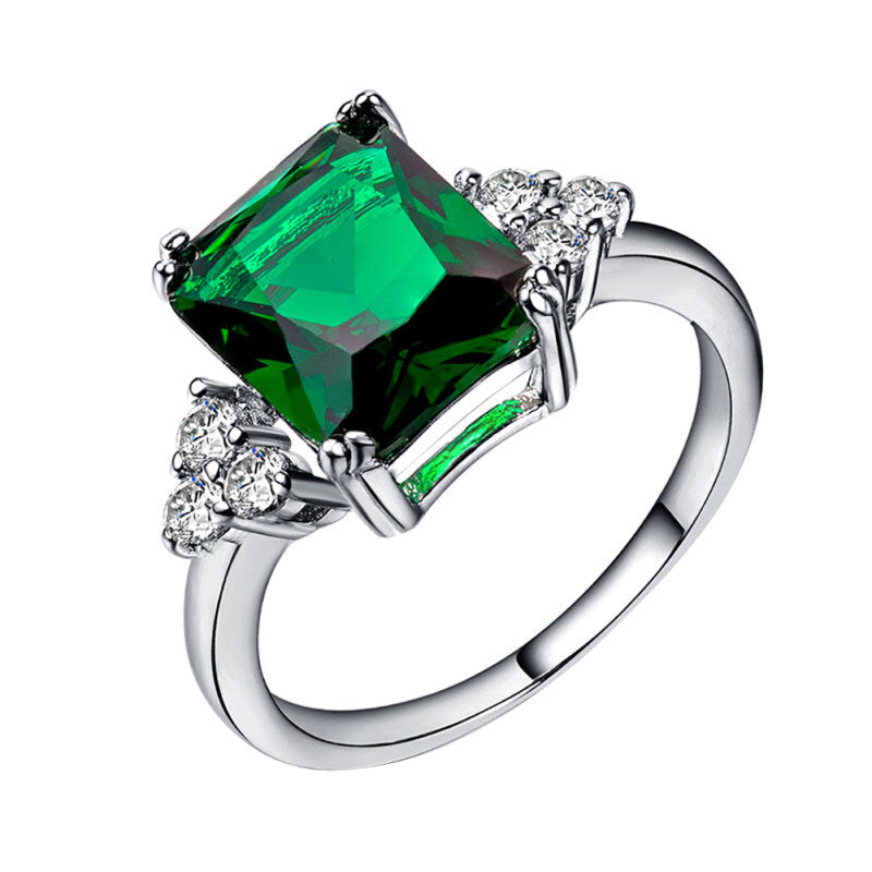 Fashion Premium Square Cut Bridal Ring - Green