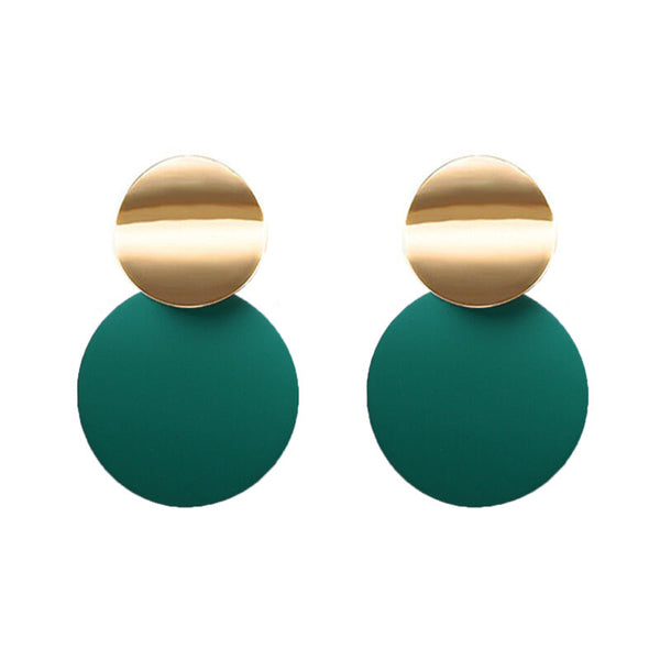 Fashion Round Premium Dangle Earrings - Green&Gold