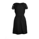 Fashion Solid Short Sleeve Dress With Belt - Black