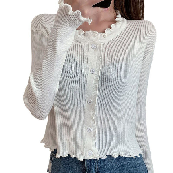 Fashion Women Knitted Casual Cardigan - White