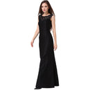 Fashion Women Lace Sleeveless Maxi Dress - Black