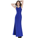 Fashion Women Lace Sleeveless Maxi Dress - Blue