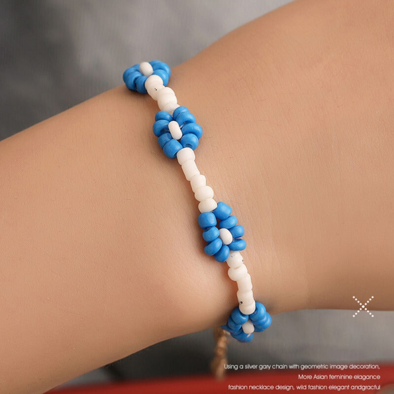 Fashionable Adjustable Beaded Bracelet - Blue