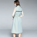 Fashionable Long Sleeveless Trench Coat - Sky Blue