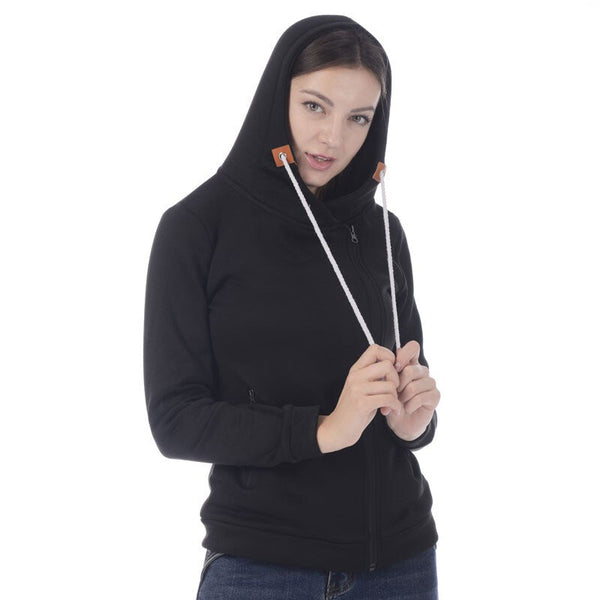 Fashionable Outdoor Sport Hoodies Women - Black