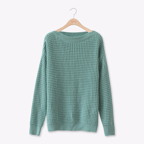 Fashionable Pullover Knitted Loose Top - Green