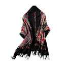 Fashionable Women Embroidery Scarf - Black