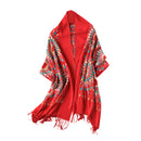 Fashionable Women Embroidery Scarf - Red