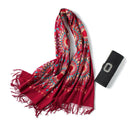 Fashionable Women Embroidery Scarf - Wine Red