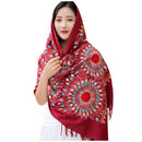 Fashionable Women Embroidery Scarf - Wine Red