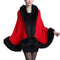 Fashionable Women Faux Fur Fluffy Coat - Red Black