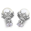 Fashionable Women Pearl Stud Earrings - Silver