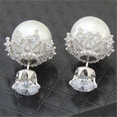 Fashionable Women Pearl Stud Earrings - Silver