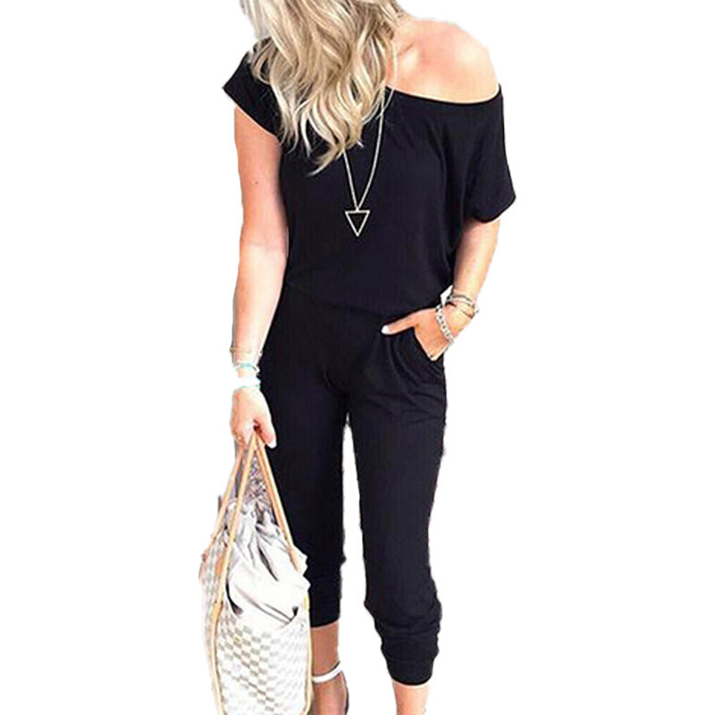 Fashionable Women's Casual Jumpsuits - Black