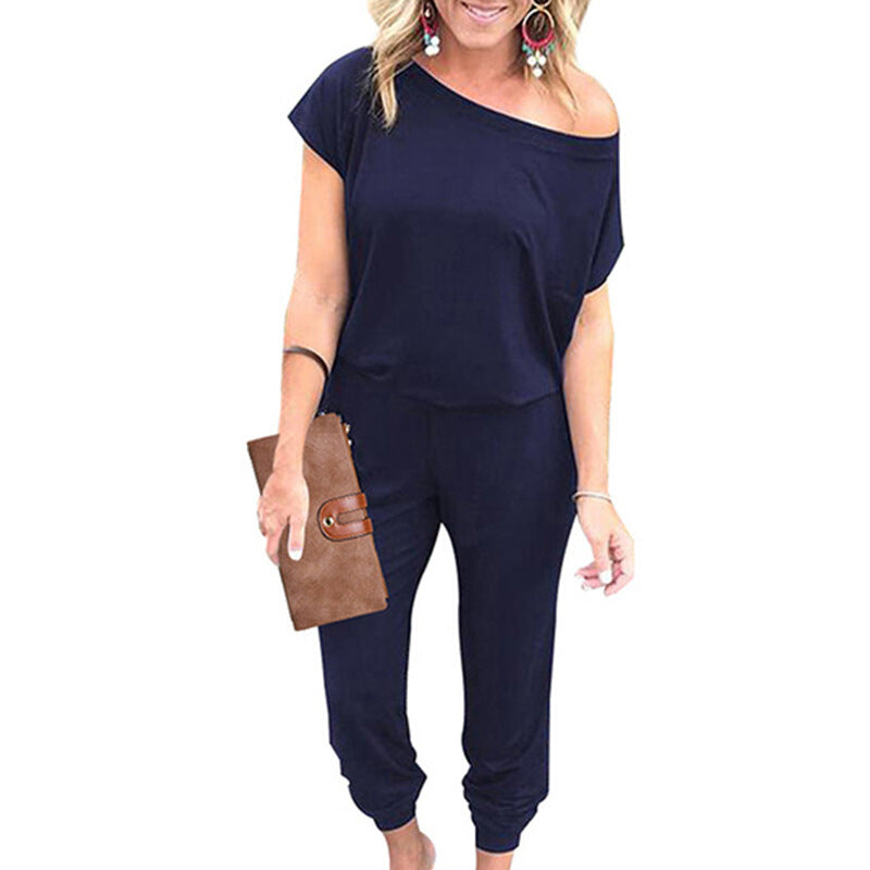 Fashionable Women's Casual Jumpsuits - Navy Blue