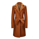 Fashionable Women's Woolen Trench Coat - Camel