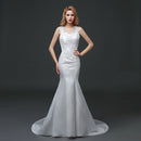 Fishtail Halter Lace Wedding Dress - White