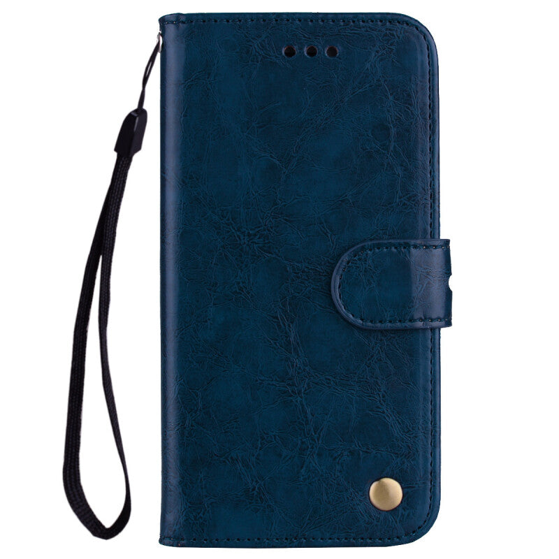 Flip Premium Phone Leather Bag Case - Dark Blue