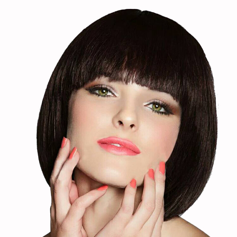 Full Lace Fashion Short Human Hair Wigs - Porcelain