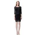 Women Lace Dress Slash Neck Cocktail Evening Dress White/Black