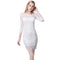 Women Lace Dress Slash Neck Cocktail Evening Dress White/Black