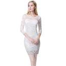 Women Lace Dress Slash Neck Cocktail Evening Dress White/Black