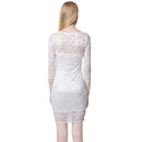 Women Lace Dress Slash Neck Cocktail Evening Dress White/Black