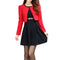 New Fashion Women Two pieces Vest Dress and Short Coat Pleated A-Line Mini Dress Twin Sets Black Dress and Red Coat