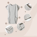 Women Casual Dress Side Pockets Short Sleeve Loose Dress